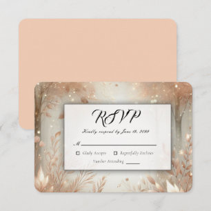Golden Rosewood Enchanted Forest Wedding RSVP Card
