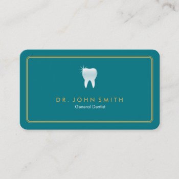 Golden Rounded Frame Turquoise Tooth Dental Appointment Card by superdazzle at Zazzle