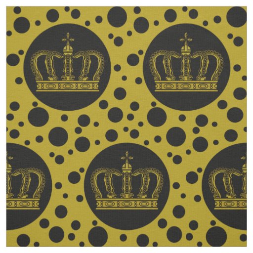 Golden Royal Crown & Dots + your backgr. & ideas Fabric