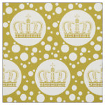Golden Royal Crown &amp; Dots + your backgr. &amp; ideas Fabric