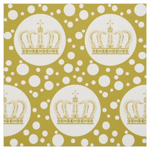 Golden Royal Crown & Dots + your backgr. & ideas Fabric