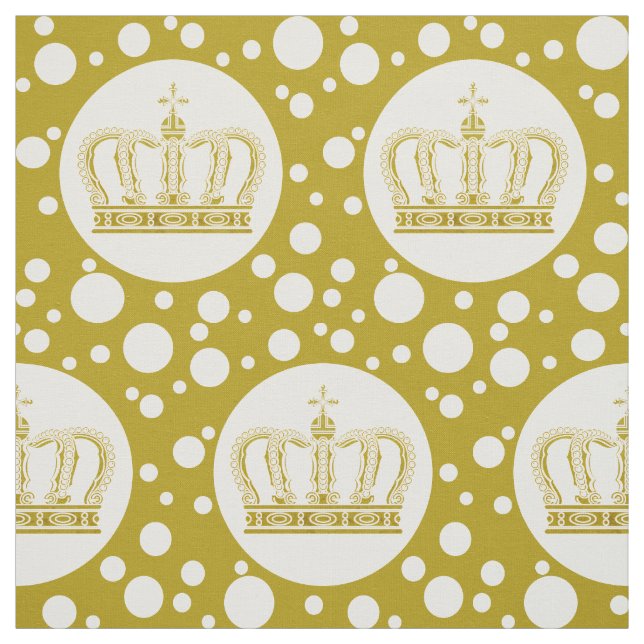 Golden Royal Crown & Dots + your backgr. & ideas Fabric (Swatch)