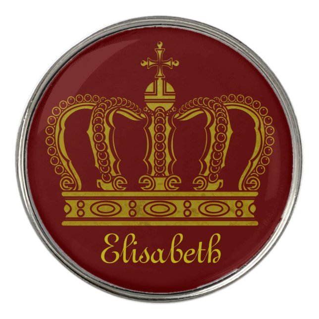 Golden Royal Crown I + your backgr. & ideas Golf Ball Marker (Front)