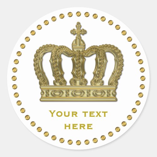 Golden Royal Crown II  your backgr  ideas Classic Round Sticker