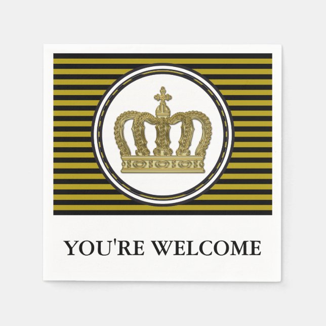 Golden Royal Crown II + your backgr. & ideas Napkins (Front)