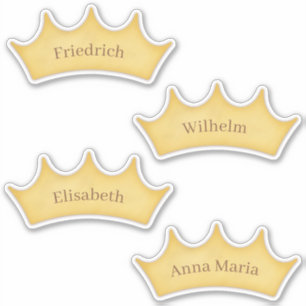 Golden Royal Crown School & Home Custom Name Sticker