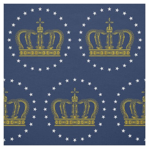 Golden Royal Crown & Stars + your backgr. & ideas Fabric