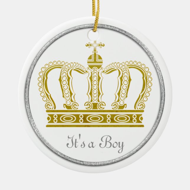 Golden Royal Crown + your backgr. & ideas Ceramic Ornament (Front)