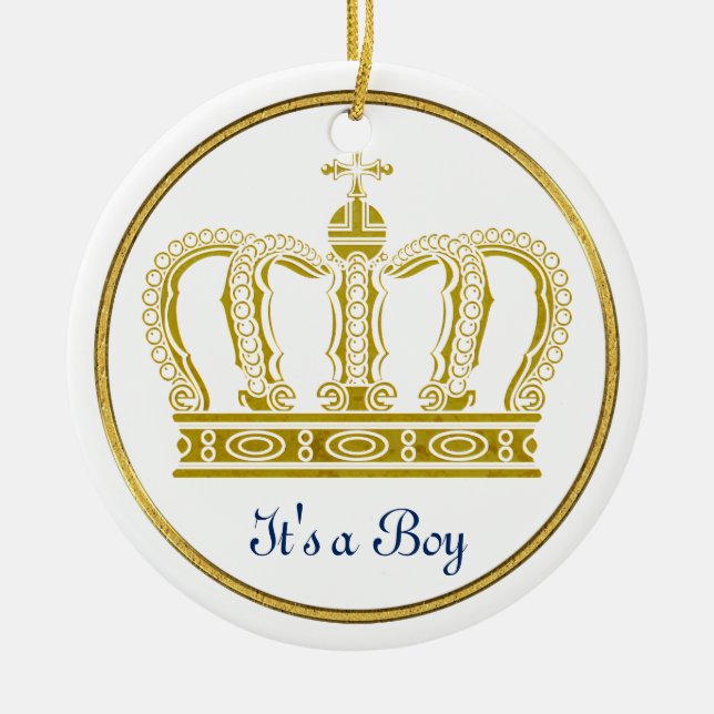 Golden Royal Crown + your backgr. & ideas Ceramic Ornament (Front)