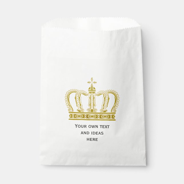 Golden Royal Crown + your backgr. & ideas Favor Bag (Front)