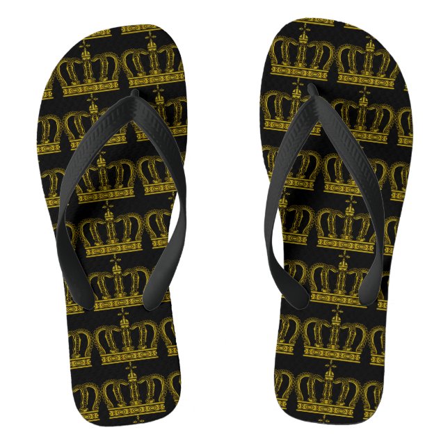Golden Royal Crown + your backgr. & ideas Flip Flops (Footbed)