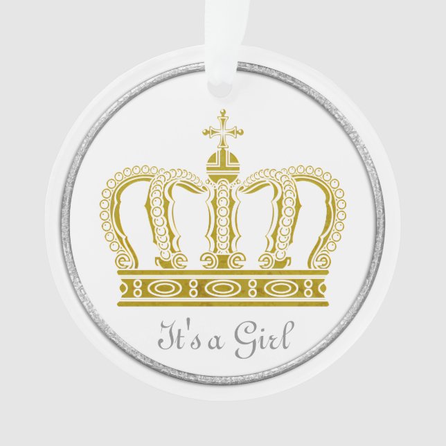 Golden Royal Crown + your backgr. & ideas Ornament (Front)