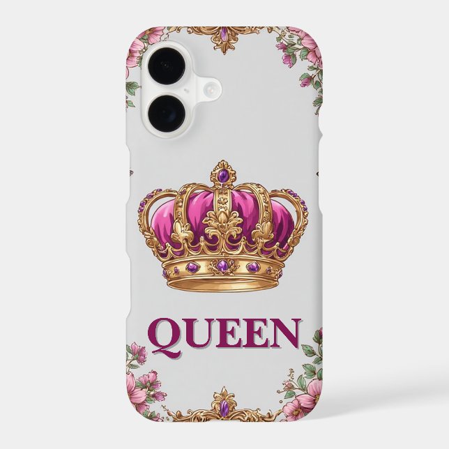 Golden Royal Emblem Crown ✨ Ornate Frame Elegant iPhone Case (Back)