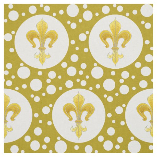 Golden Royal Lily & Dots + your backgr. & ideas Fabric