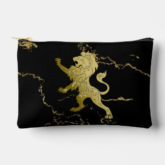 Golden Royal Lion Black Marble Accessory Pouch