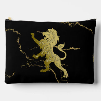 Golden Royal Lion Black Marble Accessory Pouch