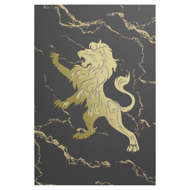 Golden Royal Lion Black Marble Gallery Wrap (Front)