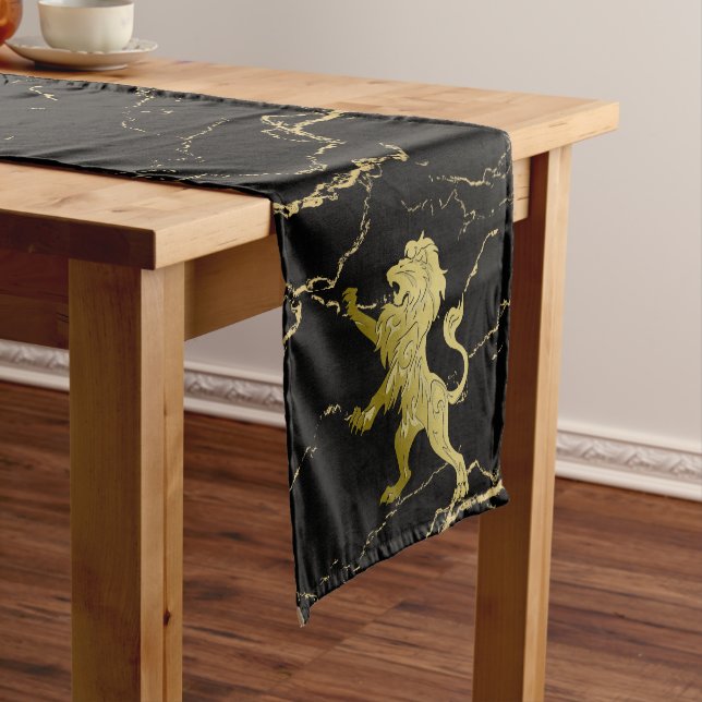 Golden Royal Lion Black Marble Medium Table Runner (In Situ)