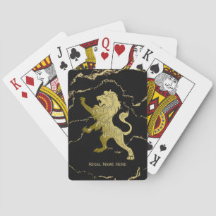 Golden Royal Lion Black Marble Personal Poker Cards