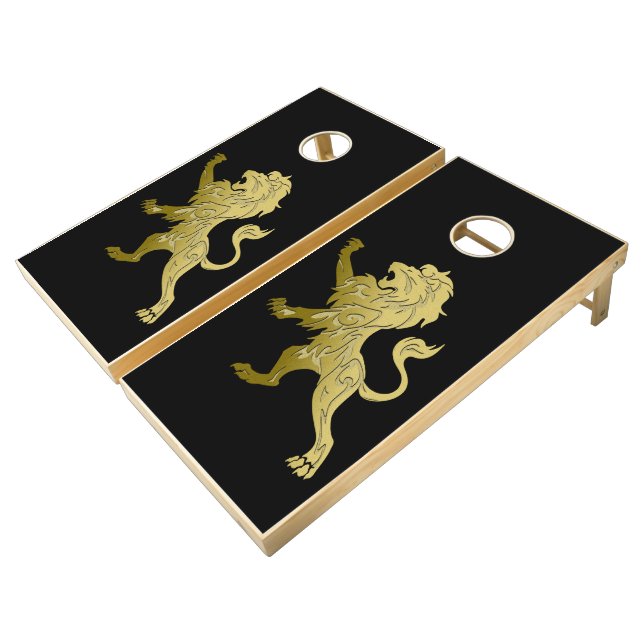 Golden Royal Lion Cornhole Set (Angled)