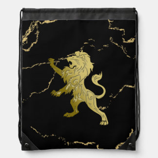 Golden Royal Lion Drawstring Bag