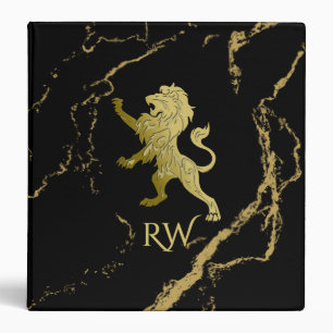 Golden Royal Lion Monogram 3 Ring Binder