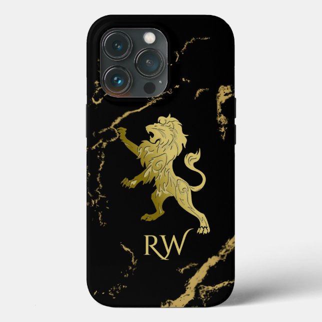 Golden Royal Lion Monogram Case-Mate iPhone Case (Back)