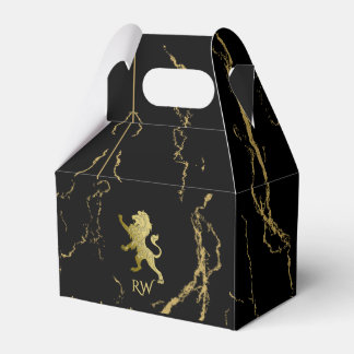 Golden Royal Lion Monogram Favor Boxes