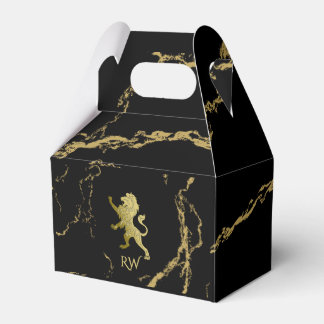 Golden Royal Lion Monogram Favor Boxes