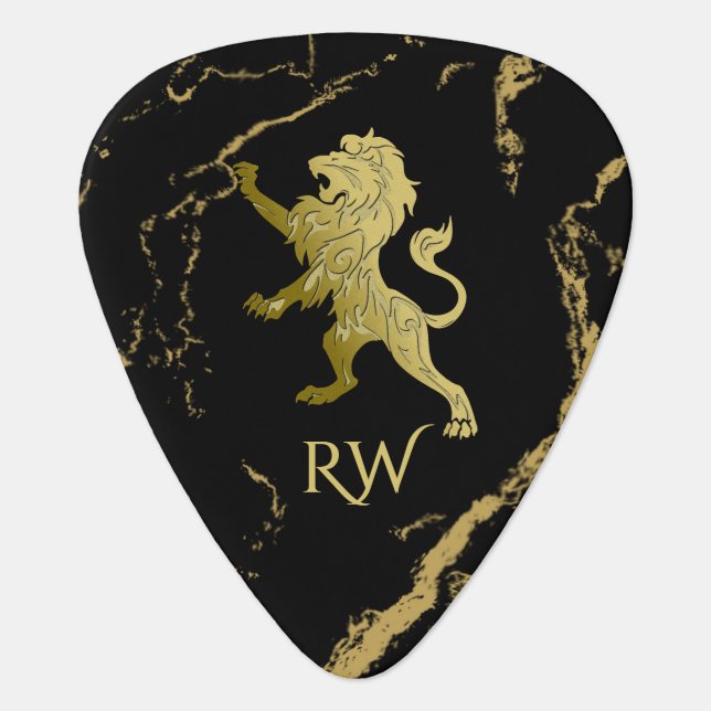 Golden Royal Lion Monogram Guitar Pick (Front)