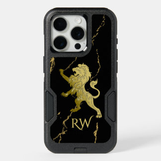 Golden Royal Lion Monogram iPhone 15 Pro Case