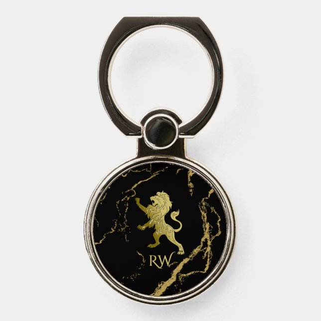 Golden Royal Lion Monogram Phone Ring Stand (Front)