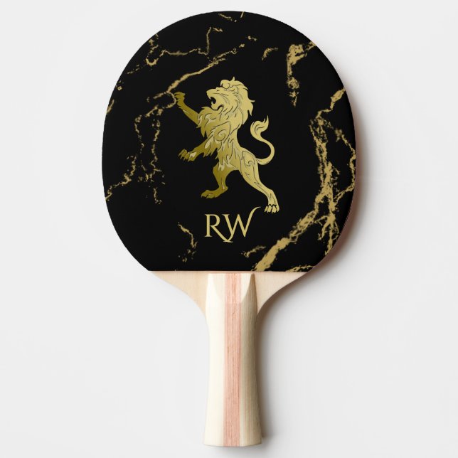 Golden Royal Lion Monogram Ping Pong Paddle (Front)