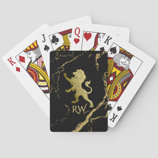 Golden Royal Lion Monogram Poker Cards (Back)