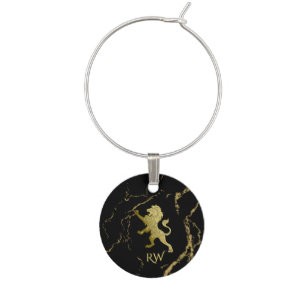 Golden Royal Lion Monogram Wine Charm