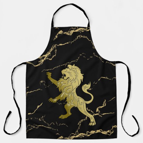 Golden Royal Lion on Black and Gold Marble Apron