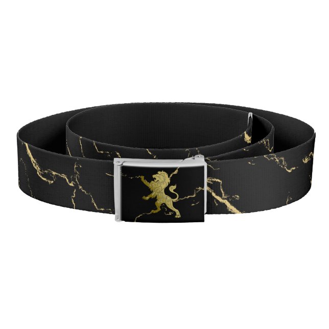 Golden Royal Lion on Black and Gold Marble Belt (Coil)