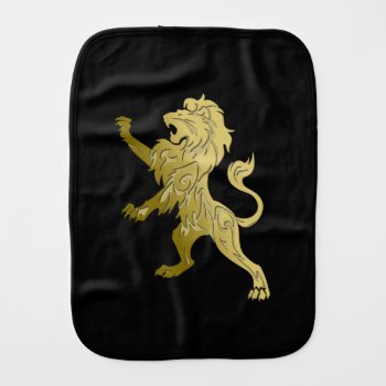 Golden Royal Lion On Black Baby Burp Cloth by kahmier at Zazzle