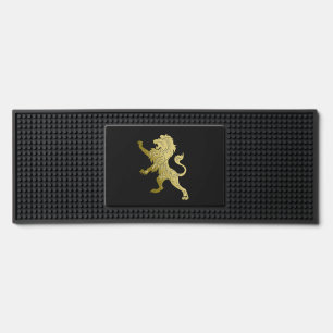 Golden Royal Lion on Black  Bar Mat