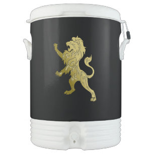 Golden Royal Lion on Black Beverage Cooler