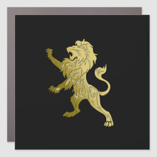 Golden Royal Lion on Black Car Magnet