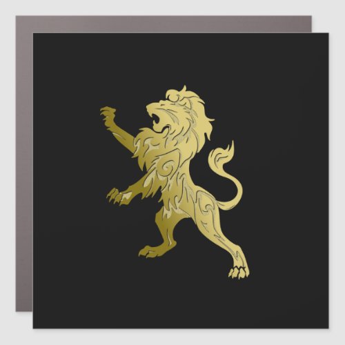 Golden Royal Lion on Black  Car Magnet