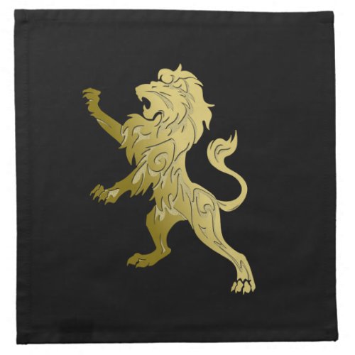 Golden Royal Lion on Black  Cloth Napkin