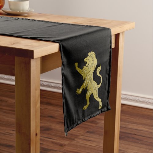 Golden Royal Lion on Black  Medium Table Runner