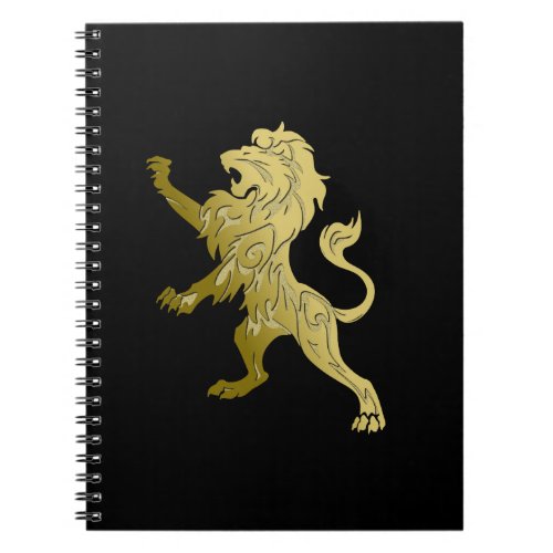 Golden Royal Lion on Black  Notebook