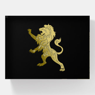 Golden Royal Lion on Black  Paperweight