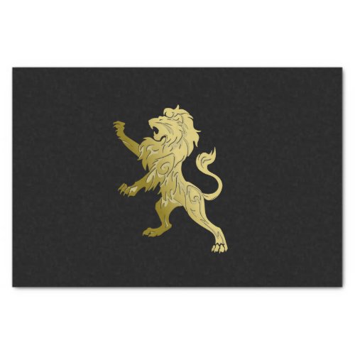 Golden Royal Lion on Black Personal Name Tissue Paper