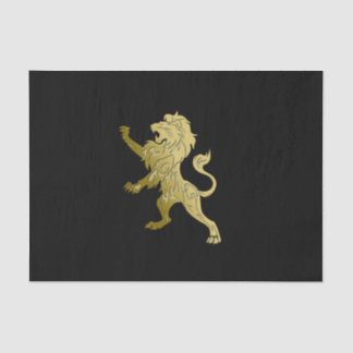 Golden Royal Lion on Black Personal Name Tissue Paper