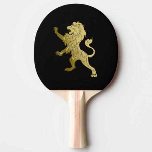 Golden Royal Lion on Black  Ping Pong Paddle