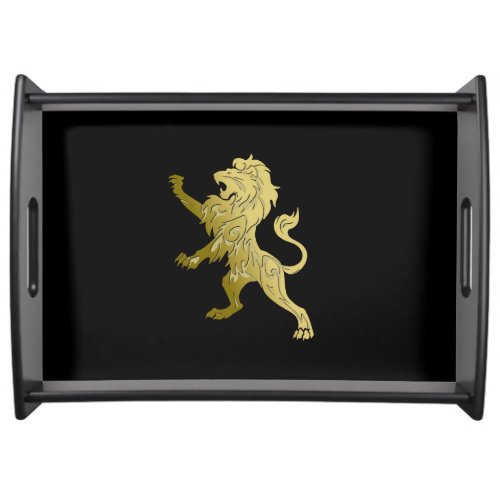 Golden Royal Lion on Black  Serving Tray
